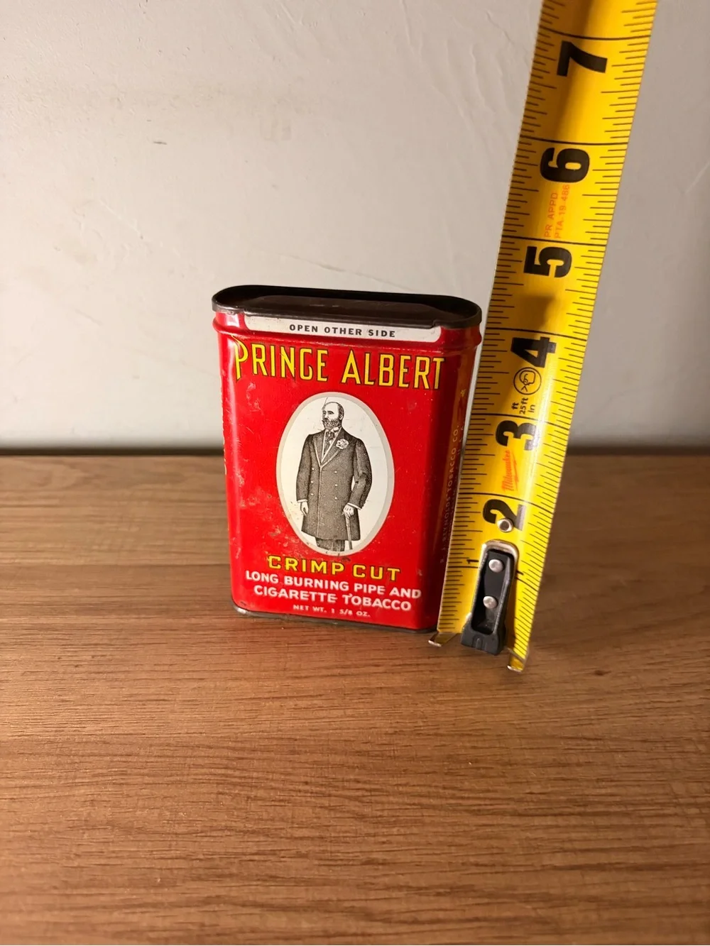 Vintage Prince Albert Crimp Cut Tobacco Tin Pocket Can R.J. Reynolds Red USA
